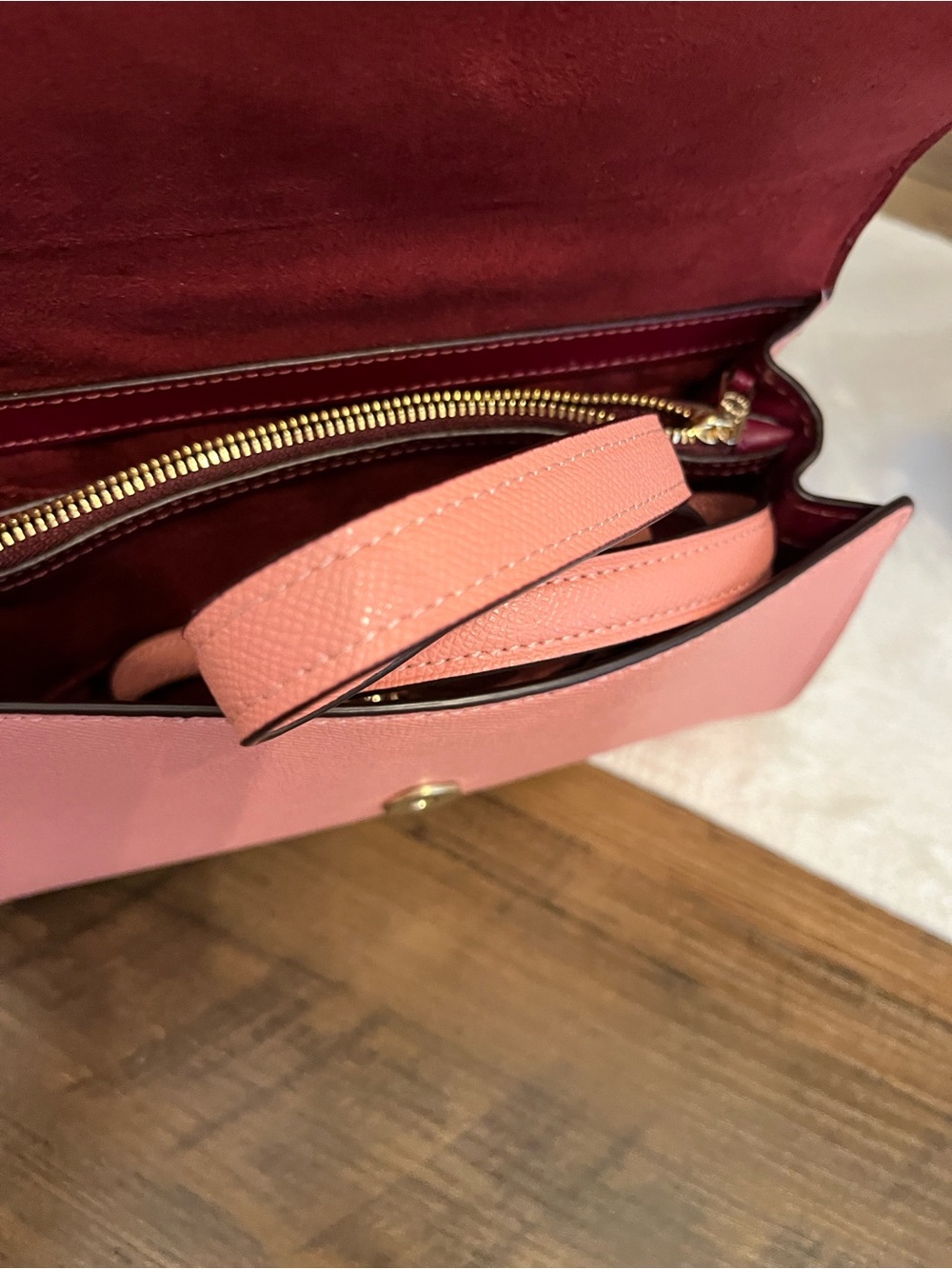 Coach Coral Pink Cherry Appliqué Top-Handle Satchel - Picture 14 of 16